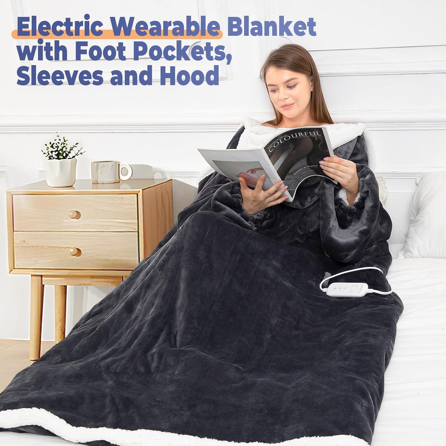 Wearable Heated Blanket with Foot Pocket