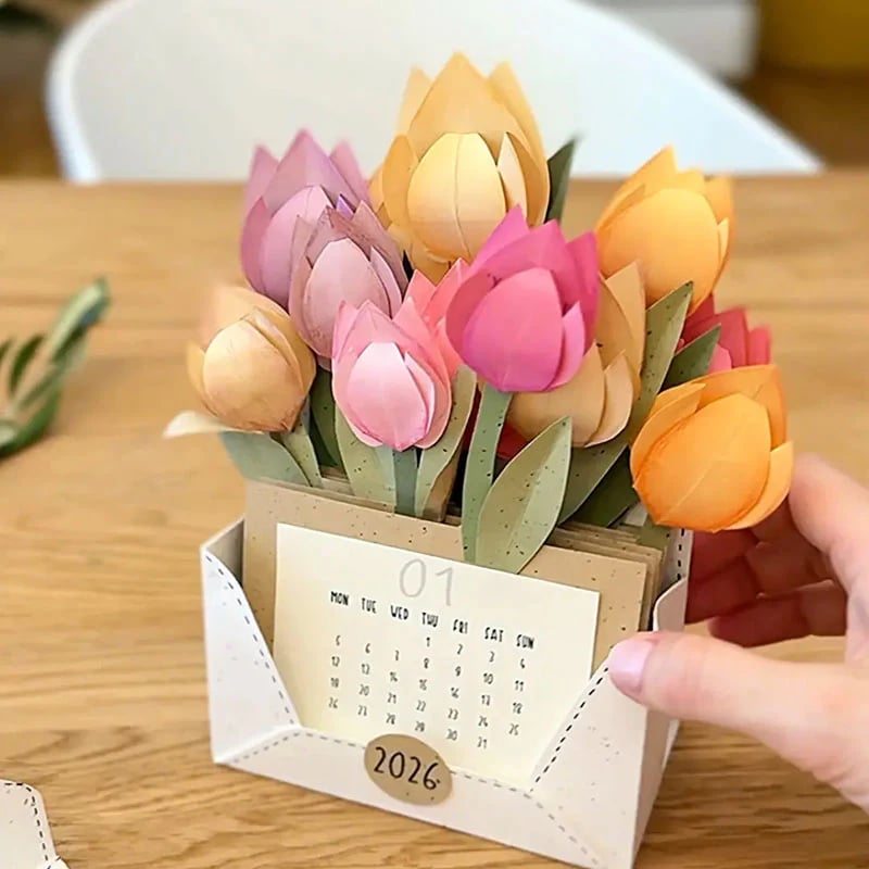🌷2026 Tulip Paper Flower Emotional Support Calendar