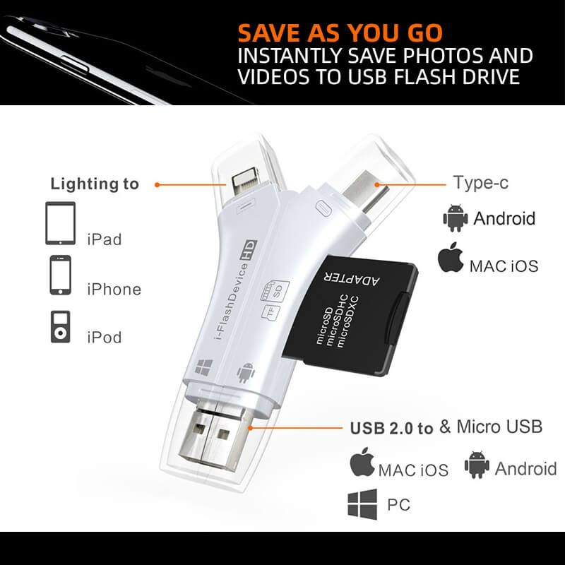 4 in1 Micro SD Card Reader