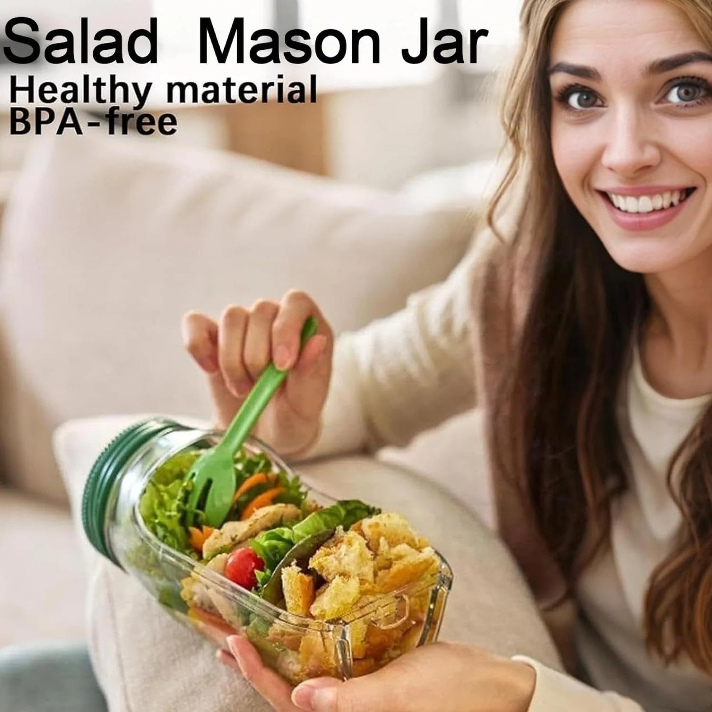 Side-opening salad bottle