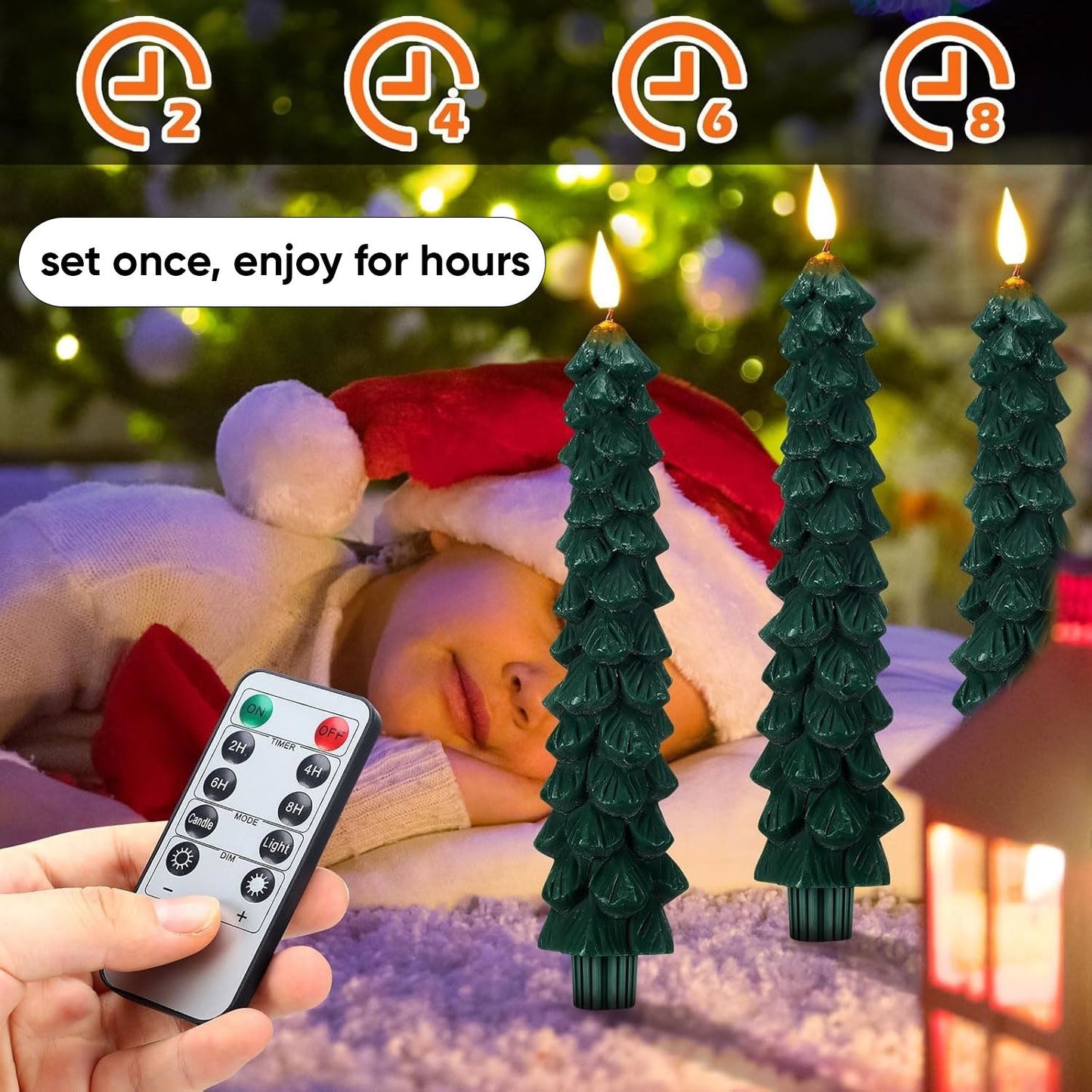 Merry - flameless christmas tree candle Set of 2