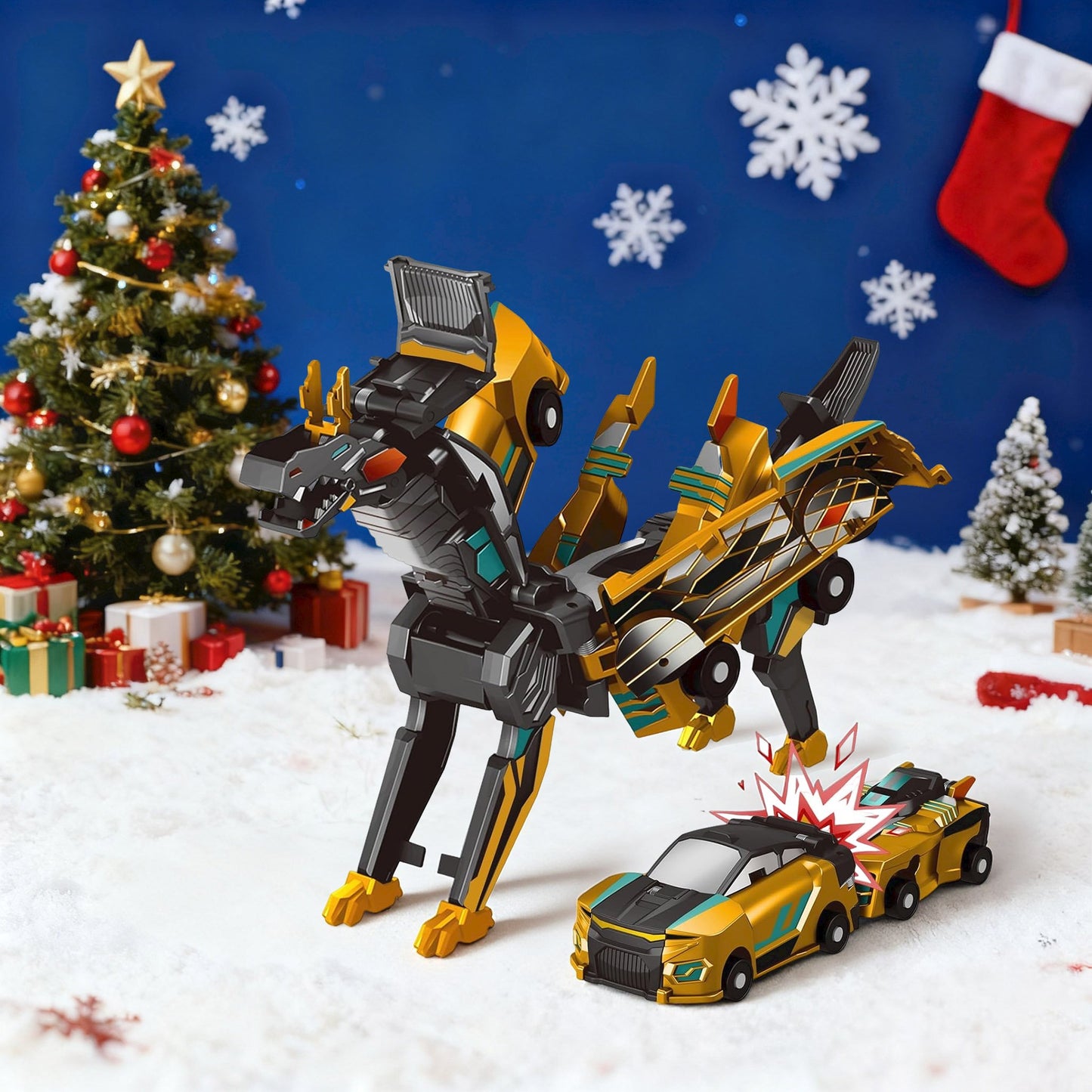 🎅Best Christmas gift💥 Collision Transforming Dinosaur Car Toy