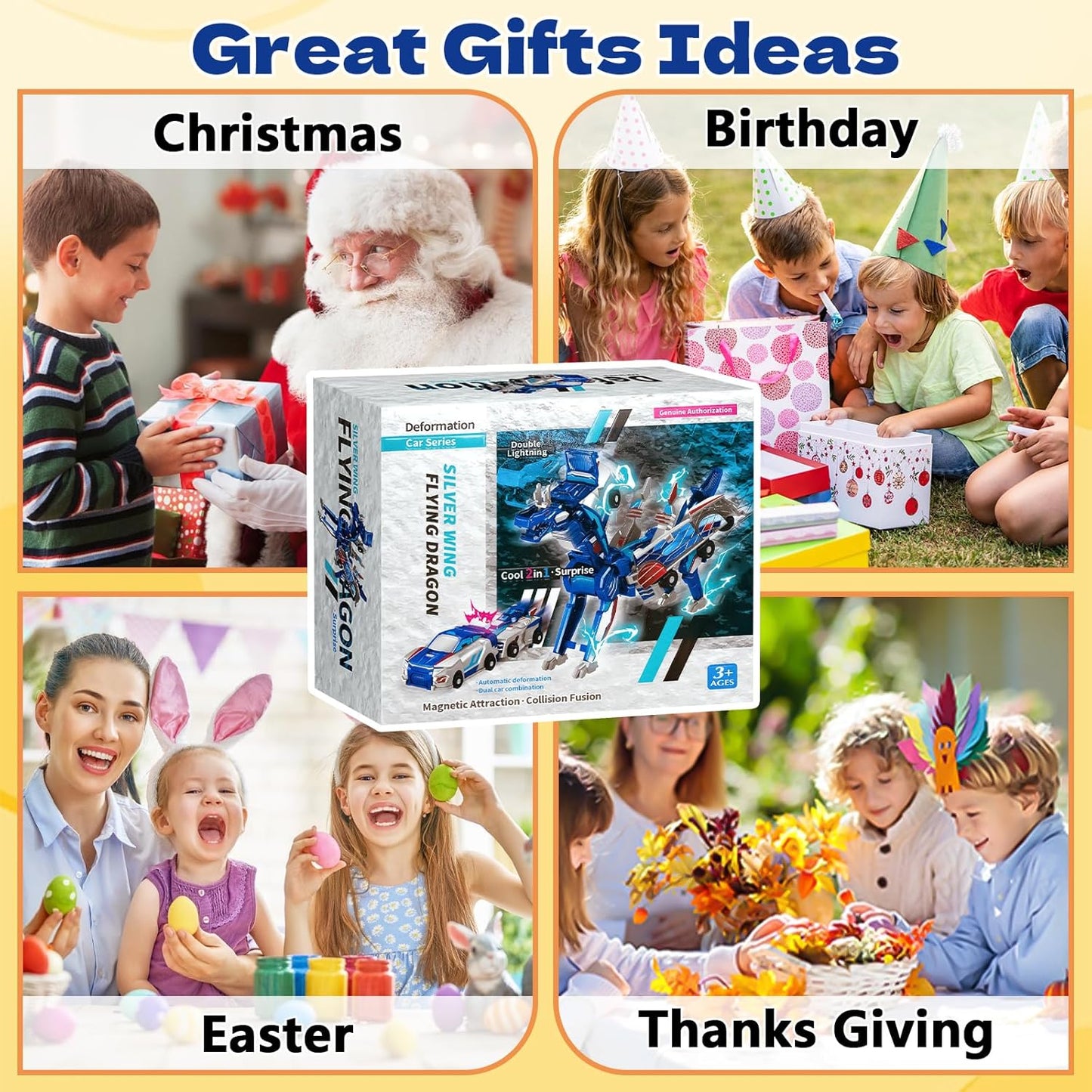 🎅Best Christmas gift💥 Collision Transforming Dinosaur Car Toy