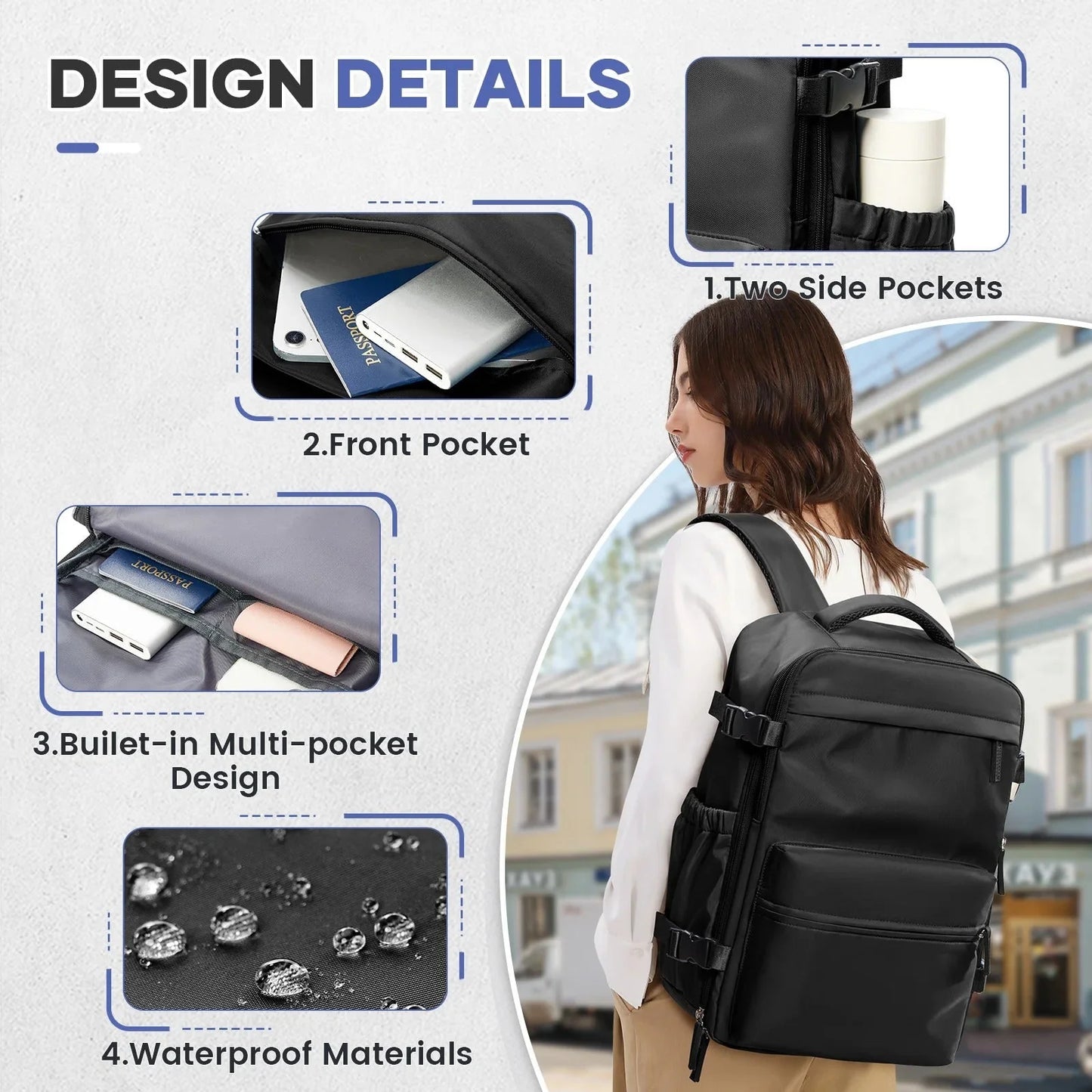 Multifunctional travel backpack