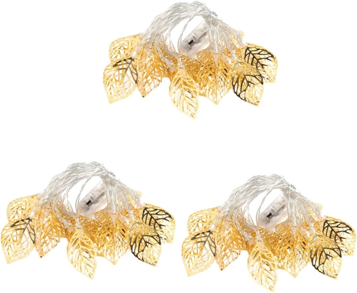 LED Golden Leaf String Light Hollow Iron Design Battery