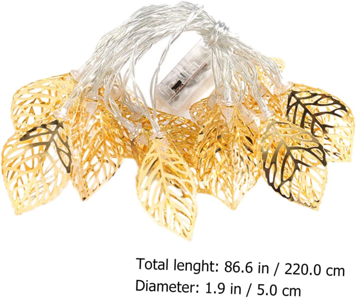 LED Golden Leaf String Light Hollow Iron Design Battery
