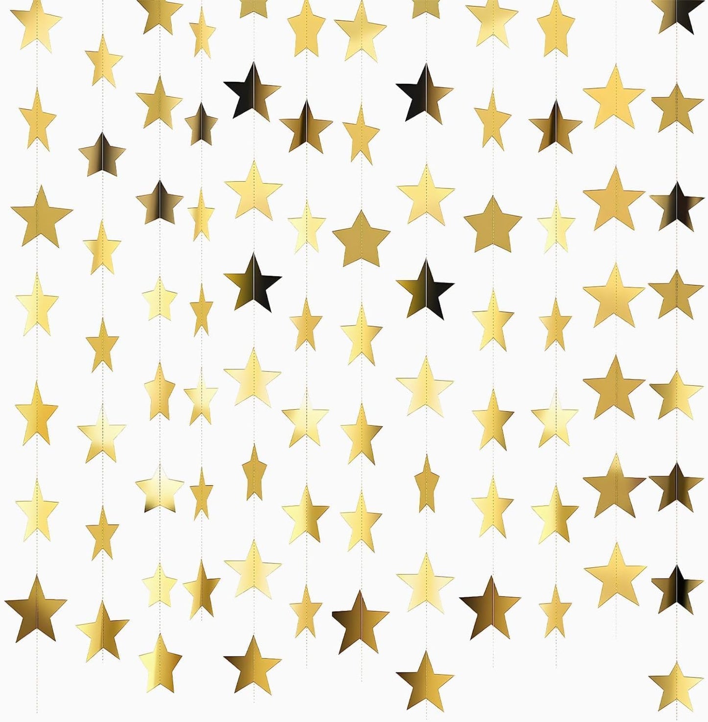 56 Feet Reflective Star Paper Garland