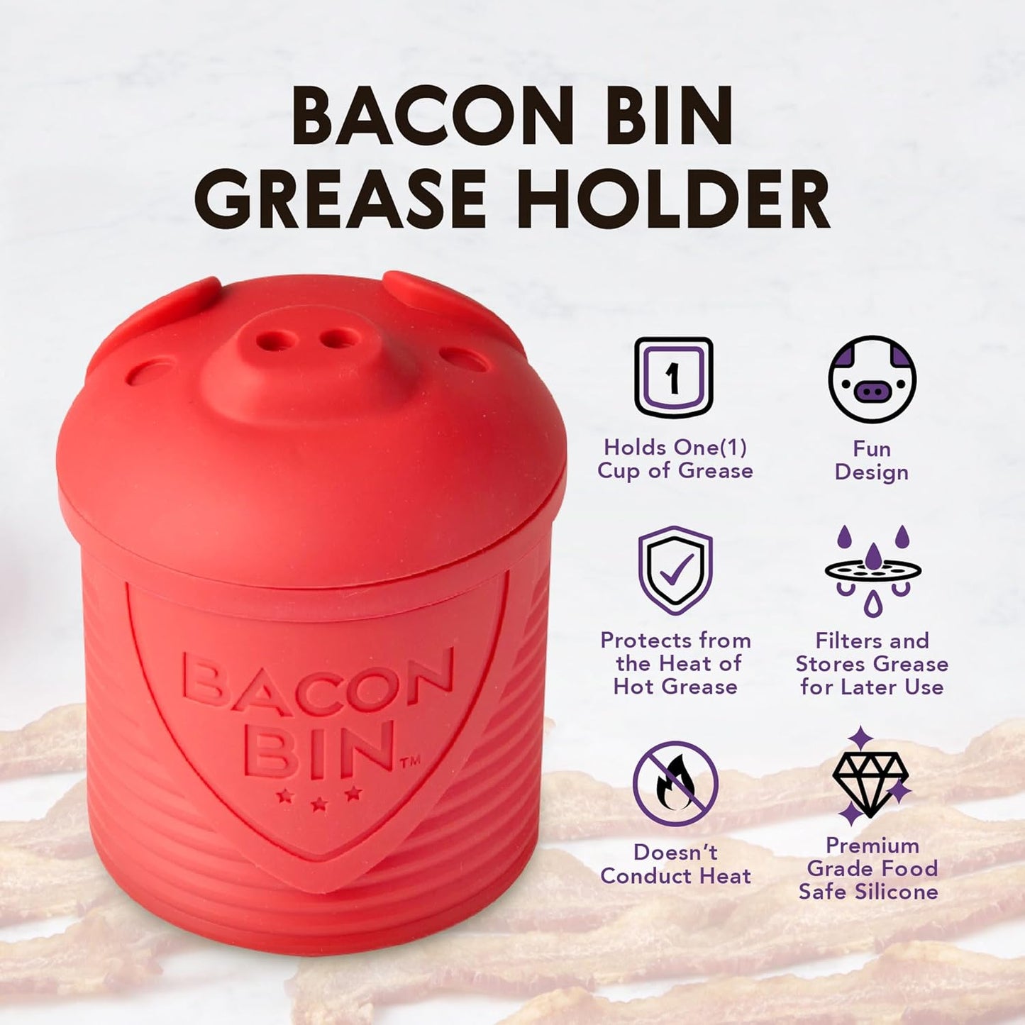 Talisman Designs Bacon Bin Grease Strainer & Collector | Family Friendly Kitchen Tools