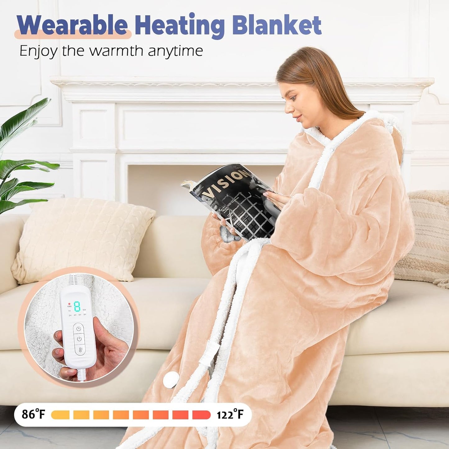 Wearable Heated Blanket with Foot Pocket
