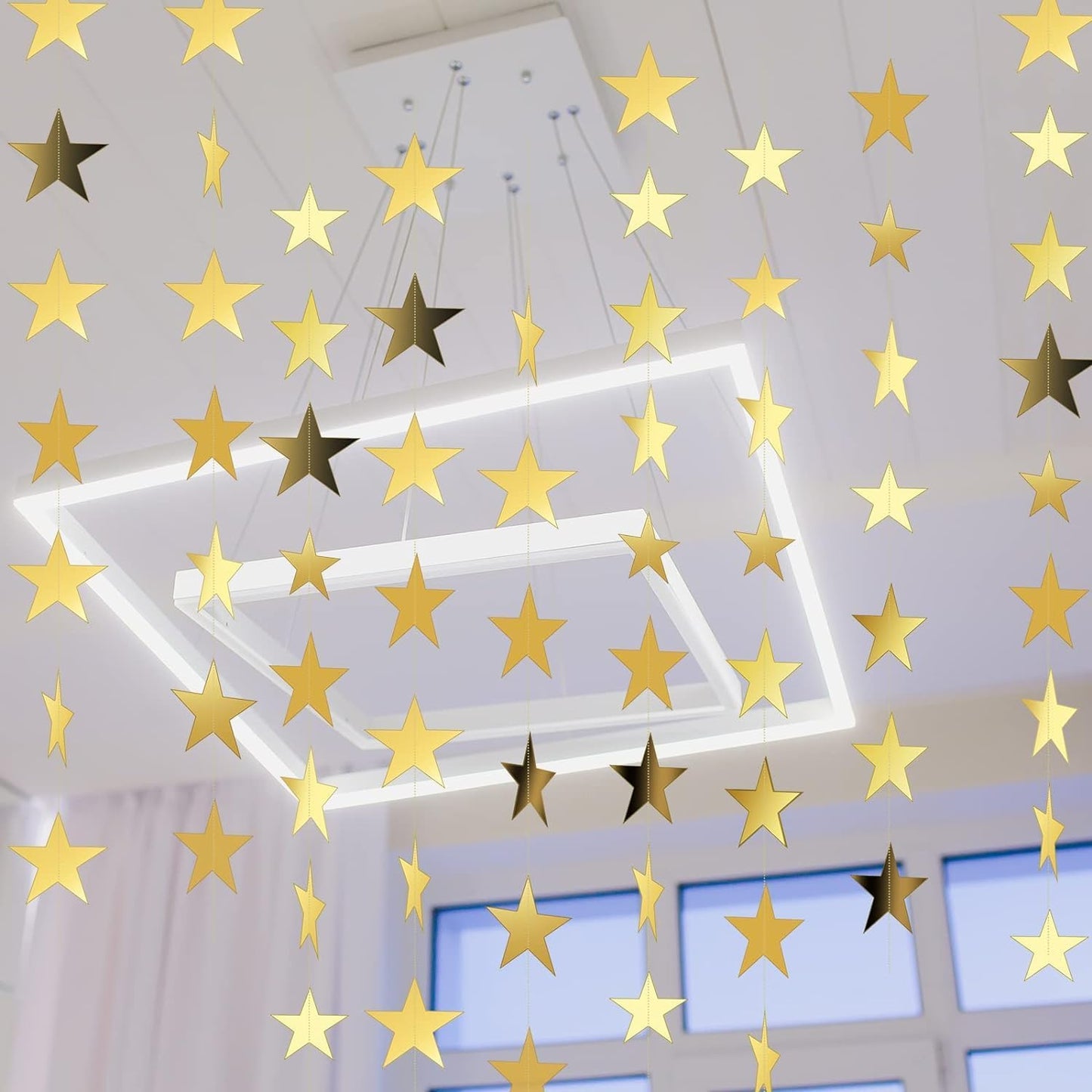 56 Feet Reflective Star Paper Garland