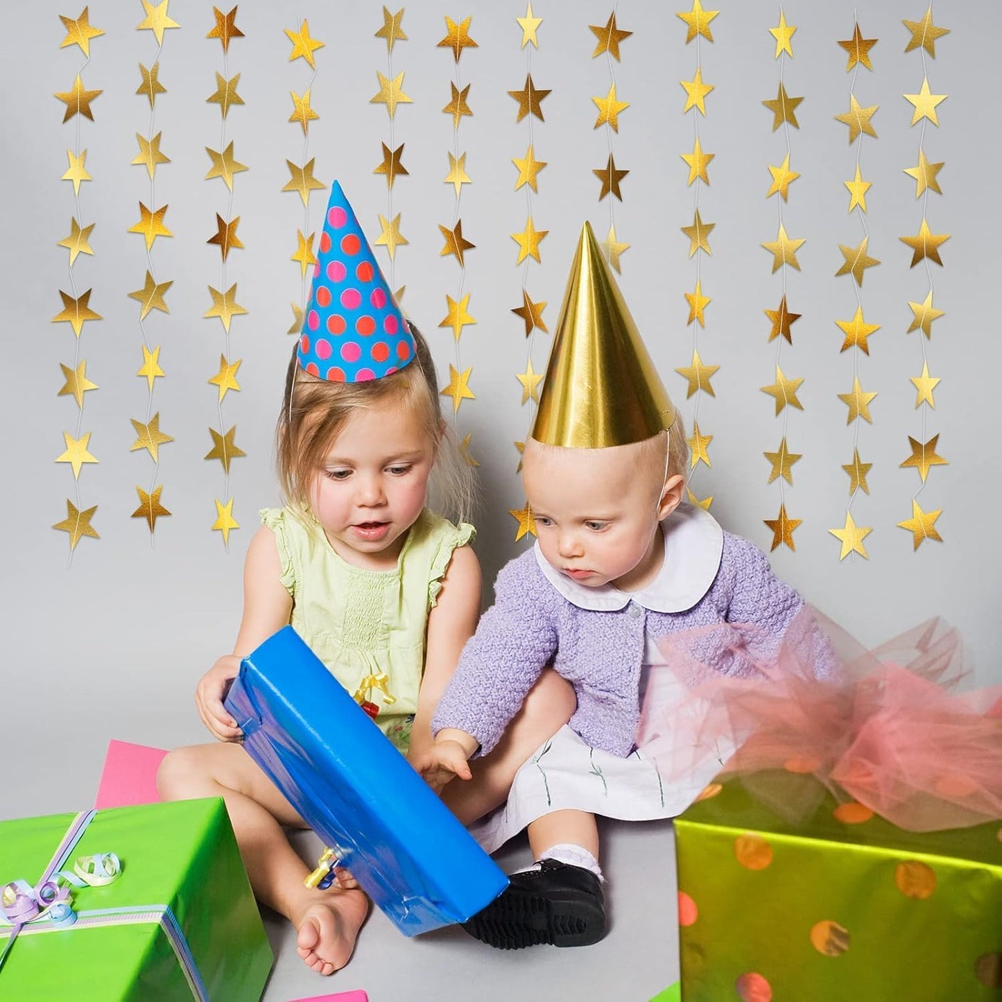 56 Feet Reflective Star Paper Garland