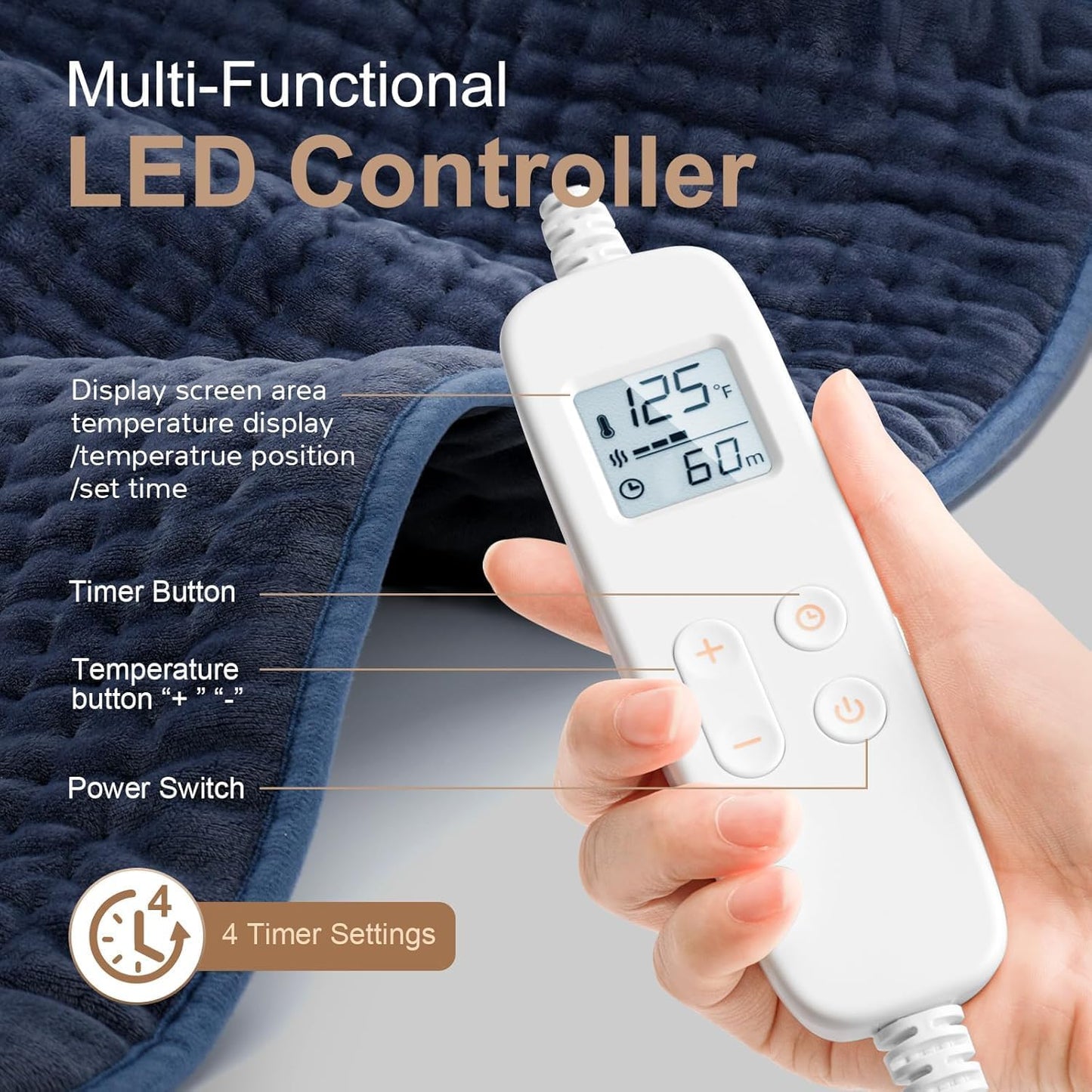 Heating Pad: 33 x 17 inches Electric Heating Pad for Back Pain Relief