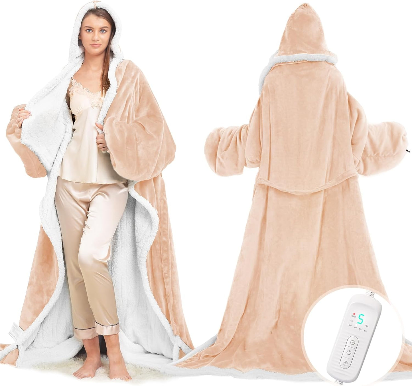 Wearable Heated Blanket with Foot Pocket