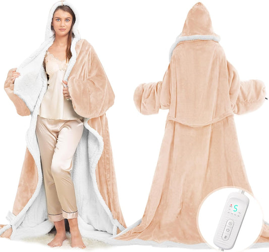 Wearable Heated Blanket with Foot Pocket