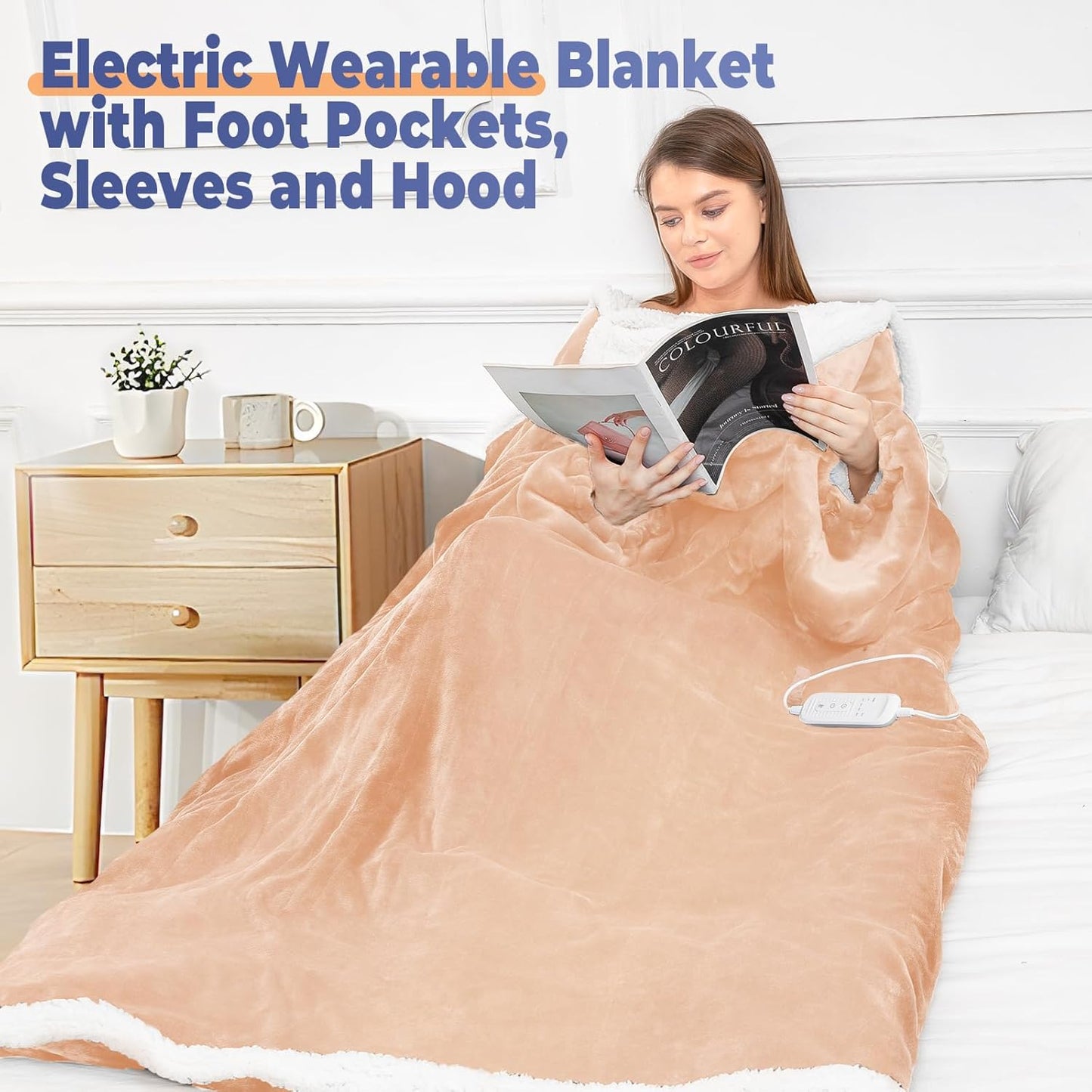 Wearable Heated Blanket with Foot Pocket