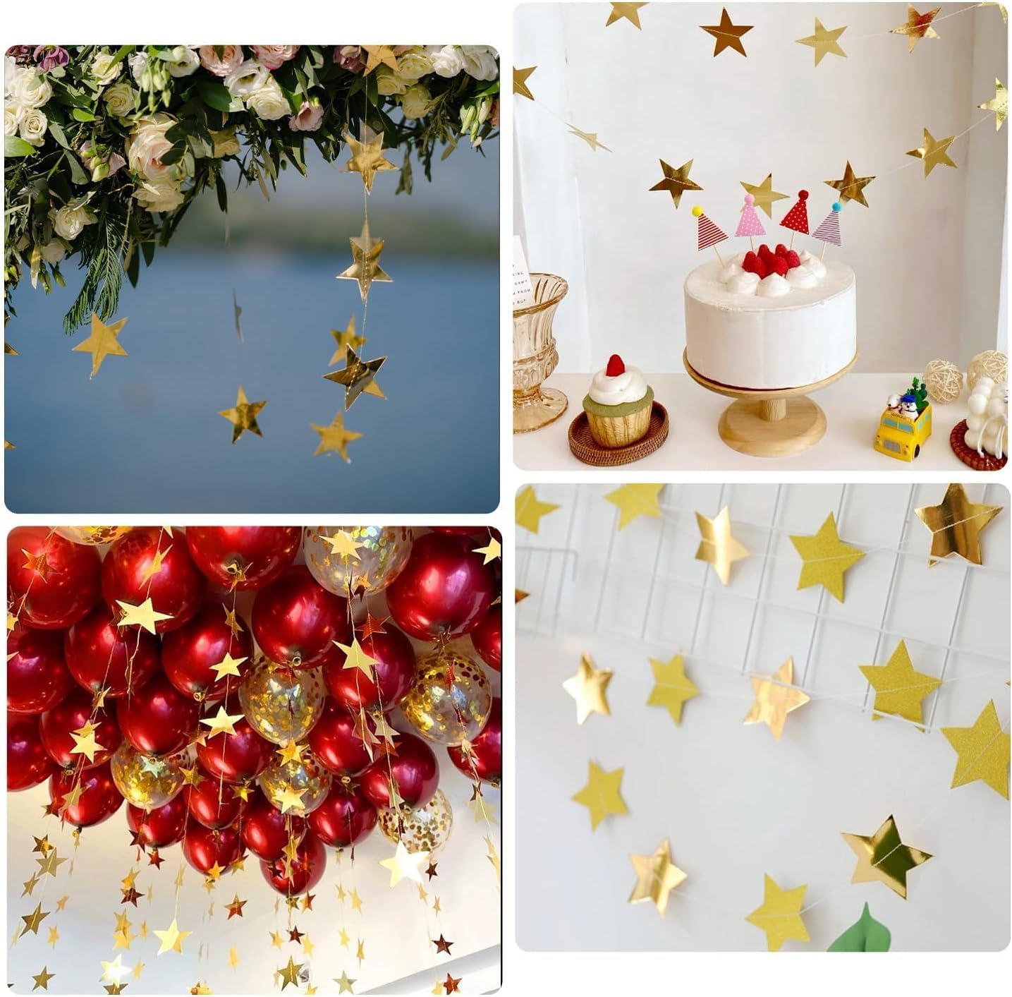 56 Feet Reflective Star Paper Garland