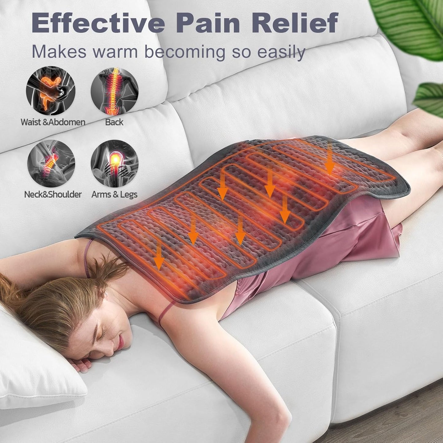 Heating Pad: 33 x 17 inches Electric Heating Pad for Back Pain Relief