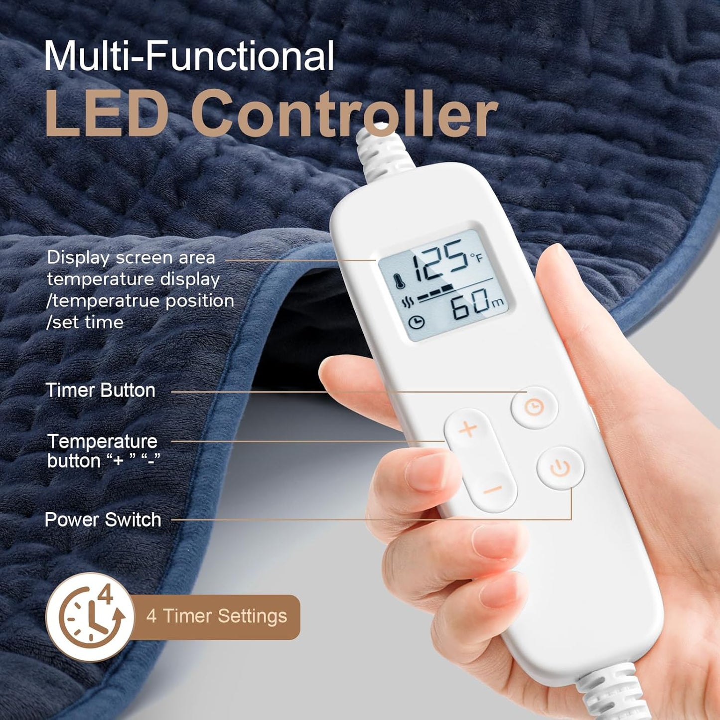 Heating Pad: 33 x 17 inches Electric Heating Pad for Back Pain Relief