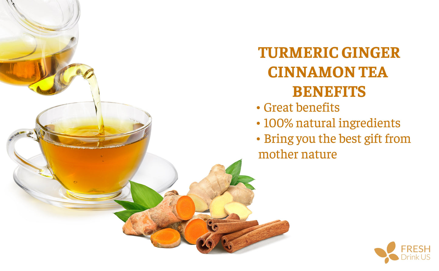 🍵100% Natural Turmeric Ginger Cinnamon Tea