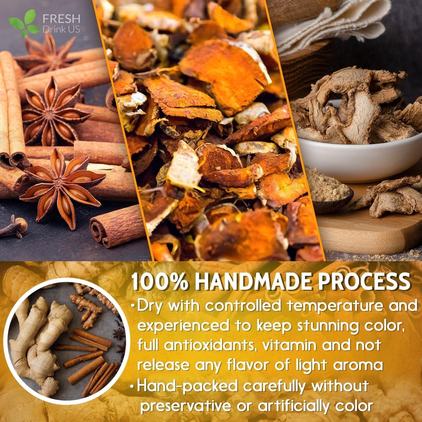 🍵100% Natural Turmeric Ginger Cinnamon Tea