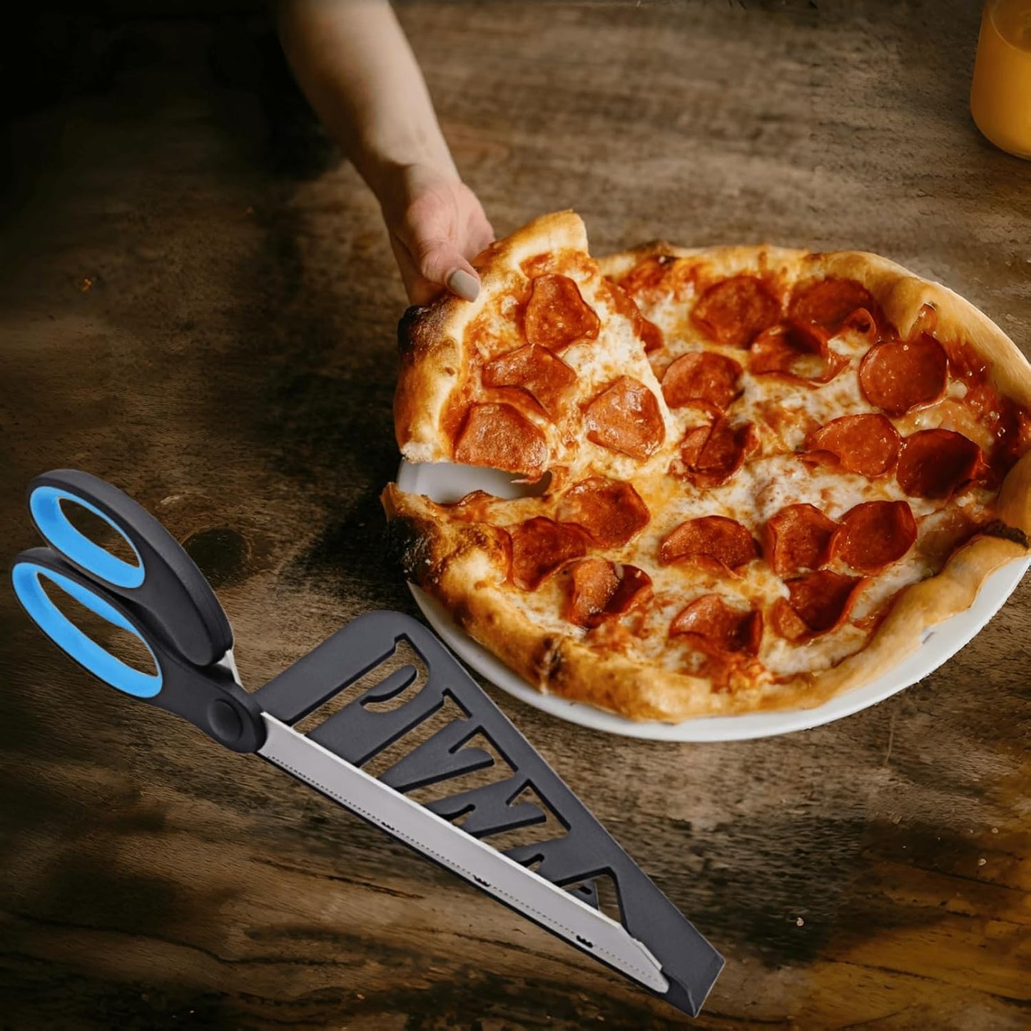 Pizza Scissors, Detachable Pizza Cutter with Shovel, 2 in 1 Stainless Steel Food Slicer