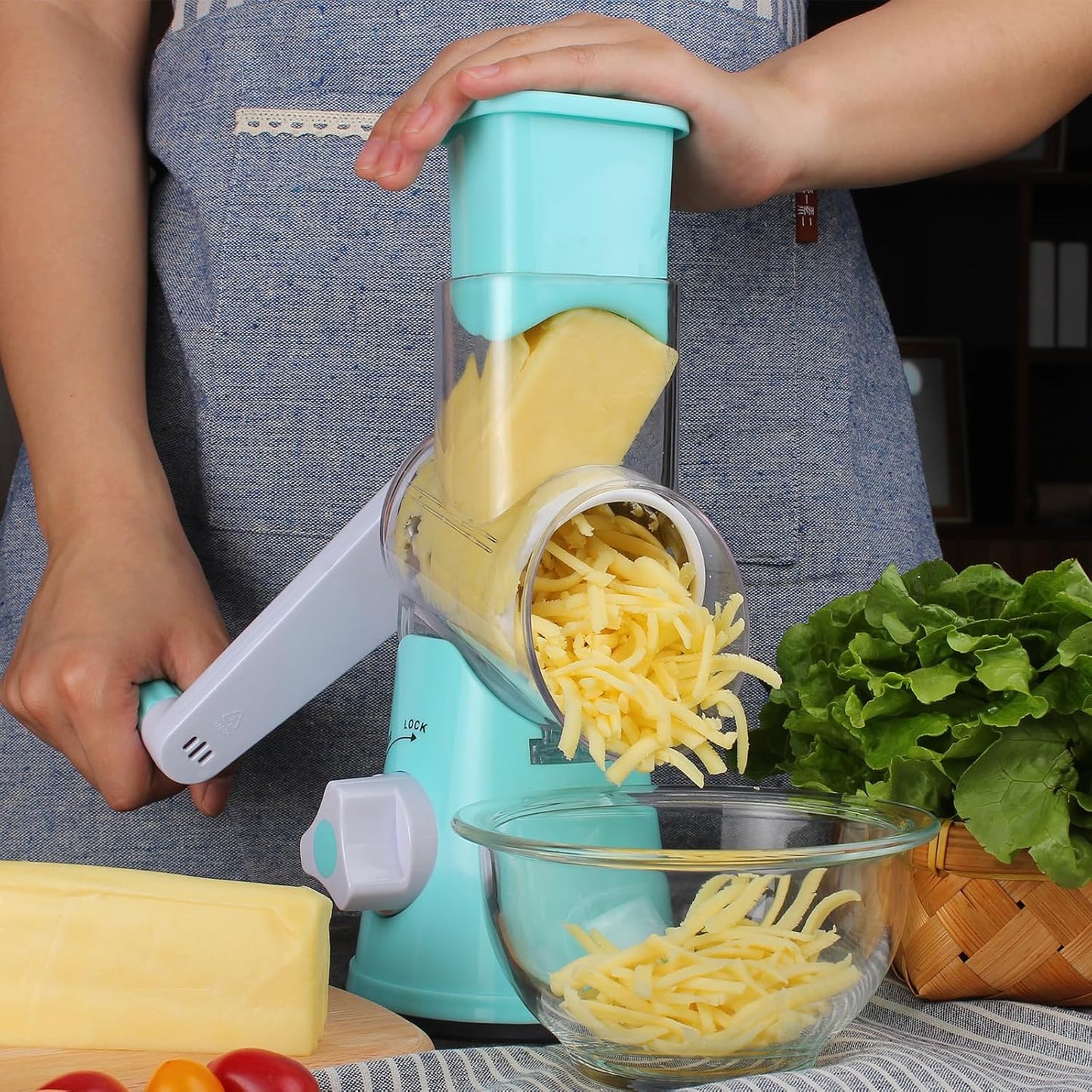 ✨Multifunctional 3 in 1 Rotary Cheese Grater Vegetable Slicer🔥BUY 2 free shipping get 10% OFF
