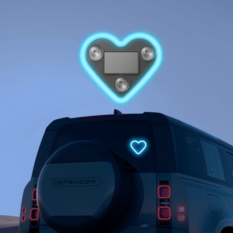 Solar-Powered Heart-Shaped Neon Car Light