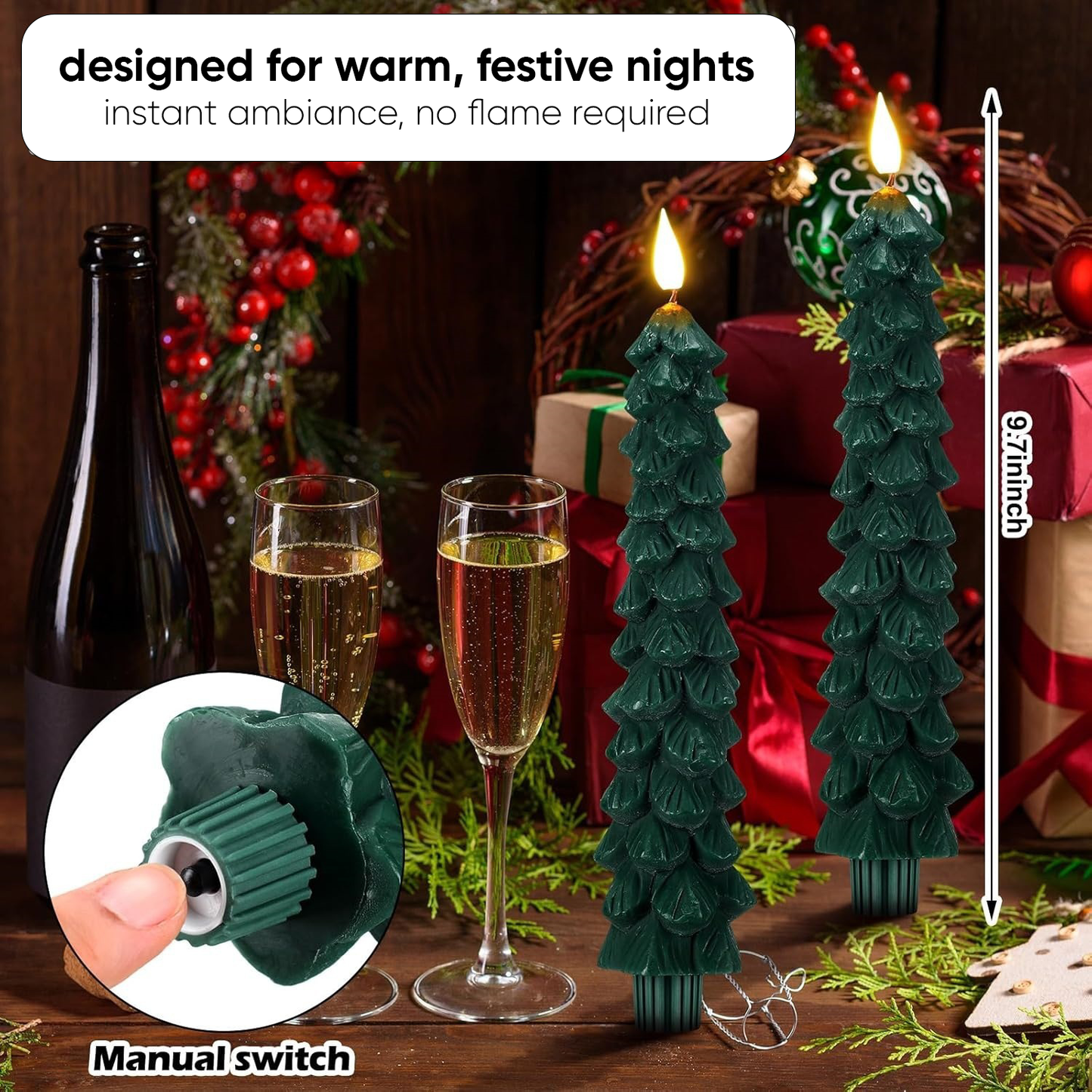 Merry - flameless christmas tree candle Set of 2