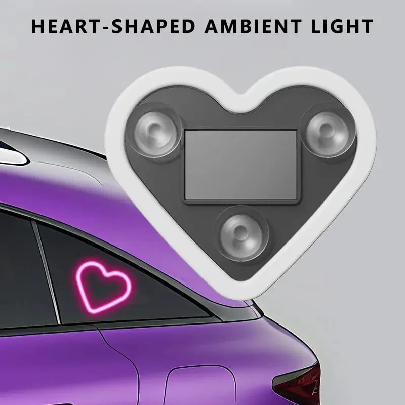 Solar-Powered Heart-Shaped Neon Car Light