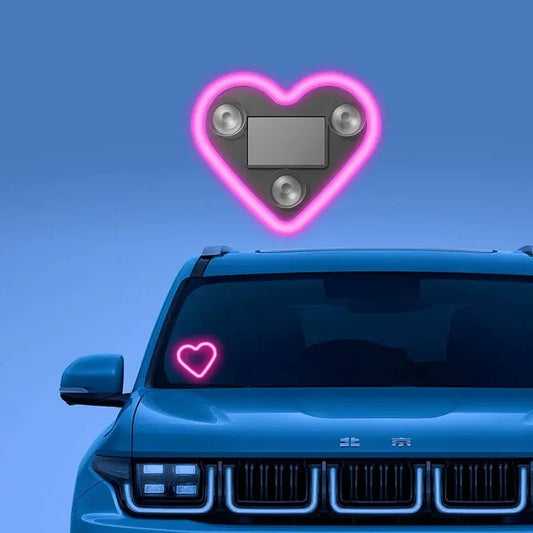 Solar-Powered Heart-Shaped Neon Car Light