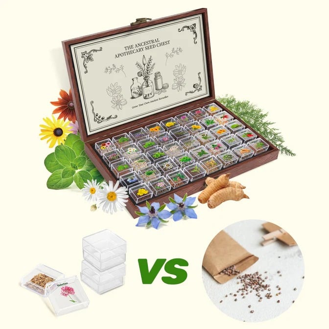 The Ancestral Apothecary Seed Chest: 40 Varieties of Medicinal Herb Seeds 🌱