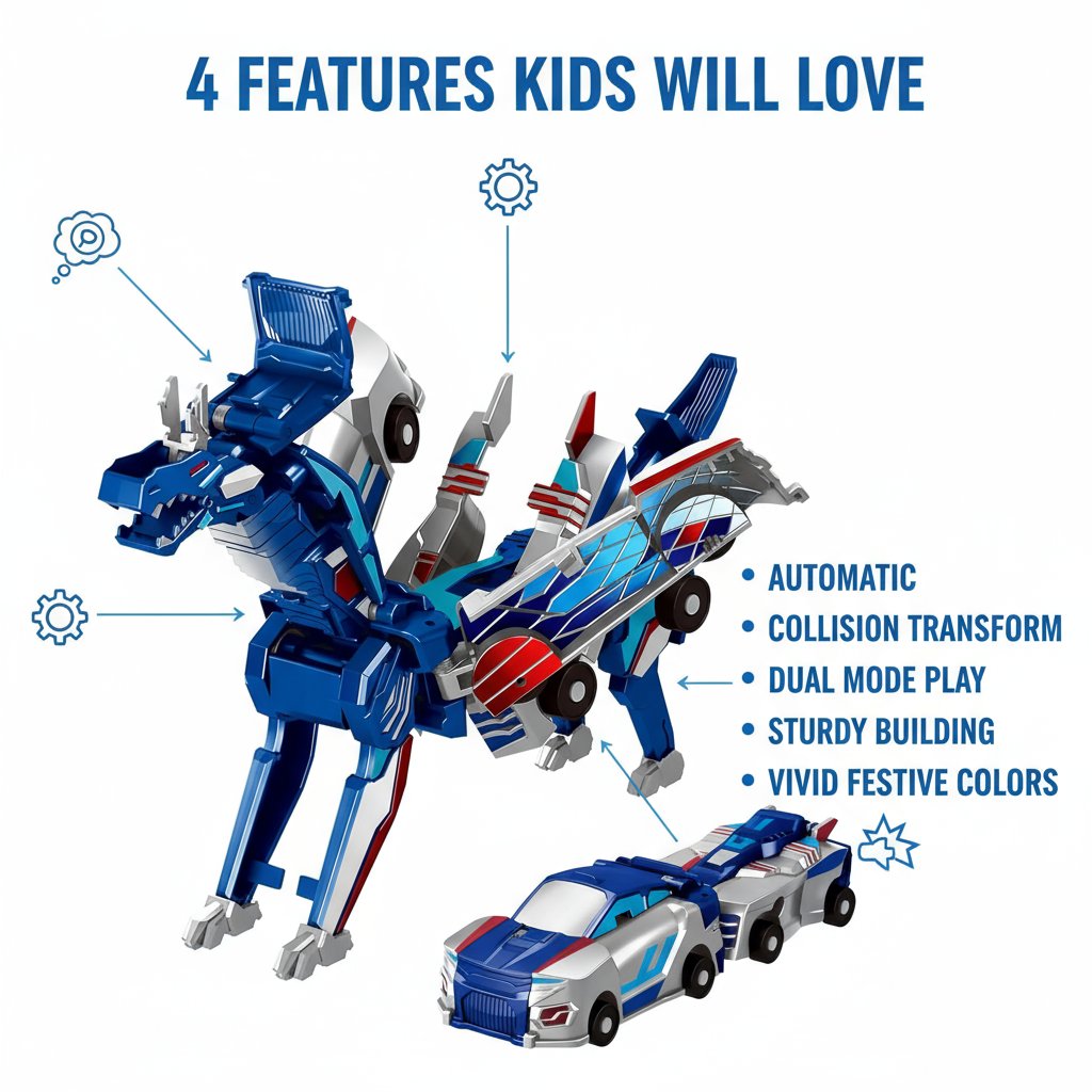 🎅Best Christmas gift💥 Collision Transforming Dinosaur Car Toy