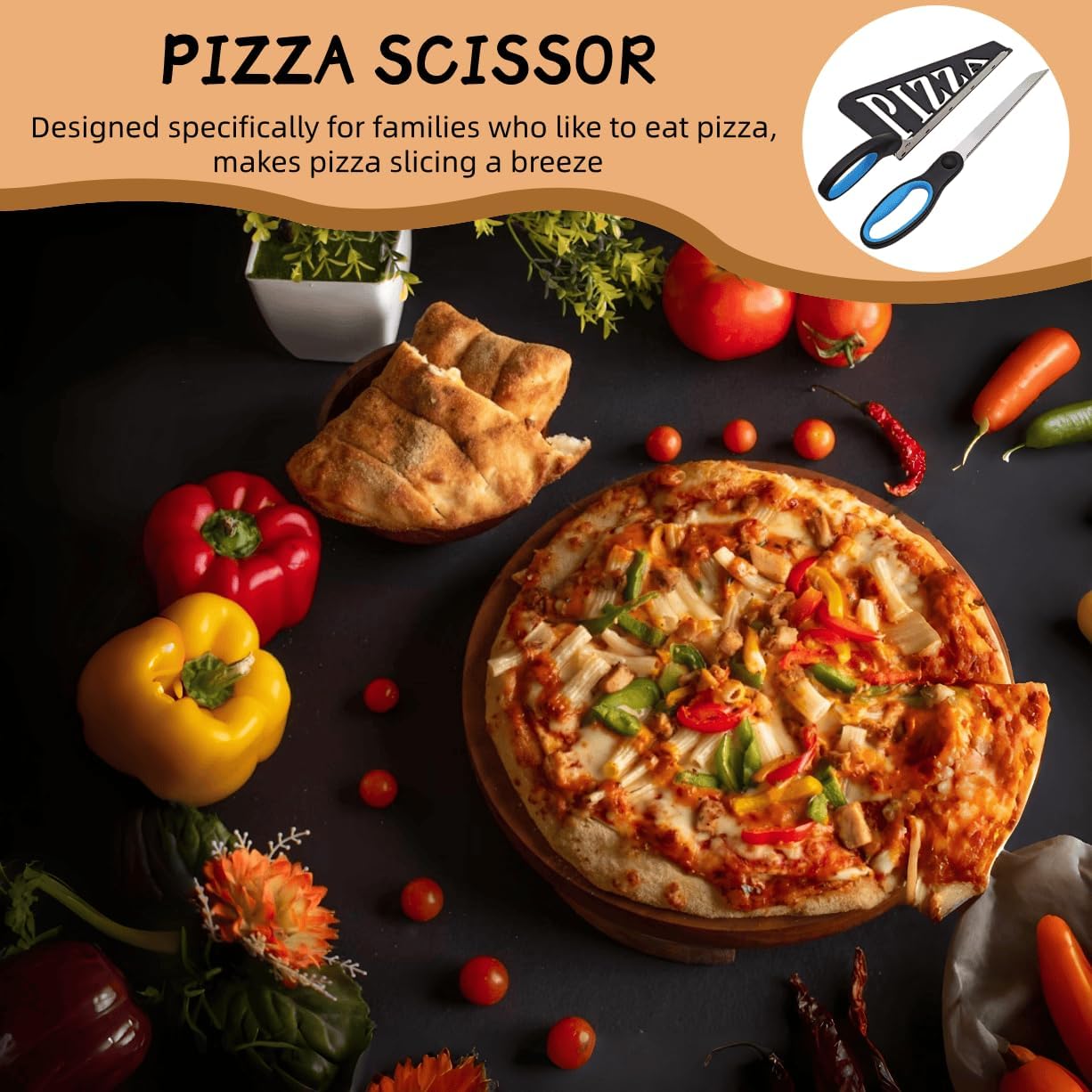 Pizza Scissors, Detachable Pizza Cutter with Shovel, 2 in 1 Stainless Steel Food Slicer