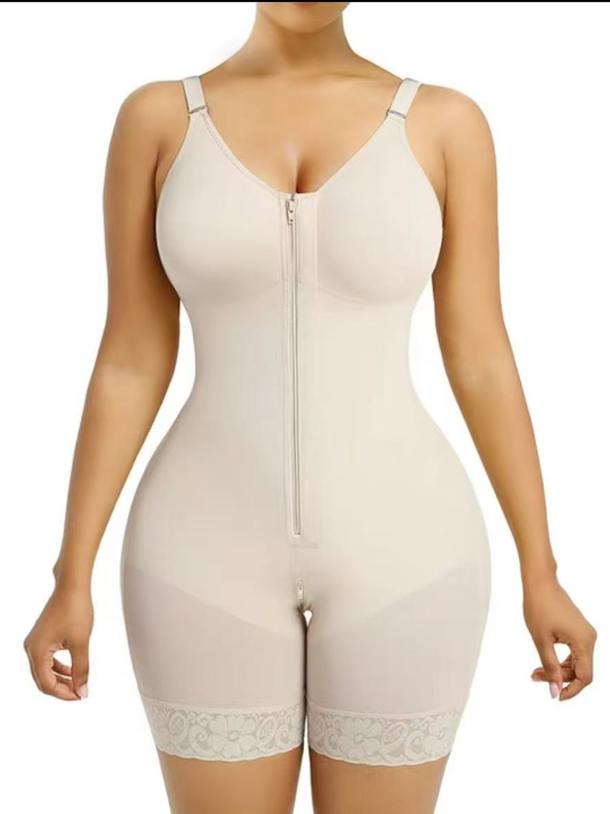 Breathable Leg Fabric Patchwork Bust Shaping Bodysuit